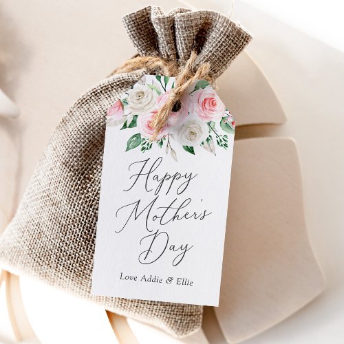 Pink Watercolor Floral Mothers Day Gift Tags