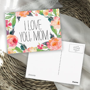 Pink Watercolor Floral Mother's Day Postcard