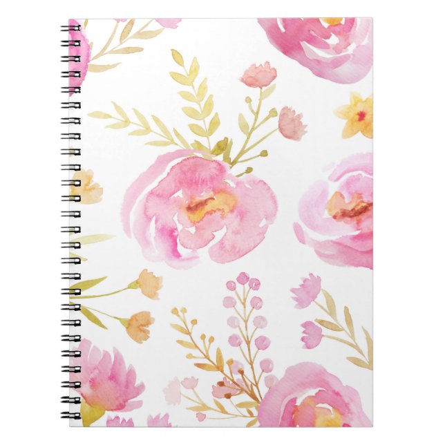 Pink Watercolor Floral Notebook (Front)
