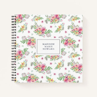 Pink Watercolor Floral Notebook