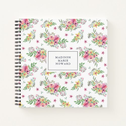 Pink Watercolor Floral Notebook