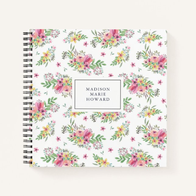 Pink Watercolor Floral Notebook (Front)