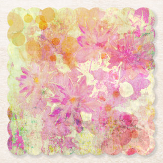 Pink Watercolor Floral Paper Coaster