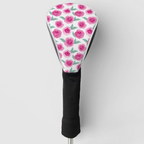 Pink Watercolor Floral Pattern Golf Head Cover