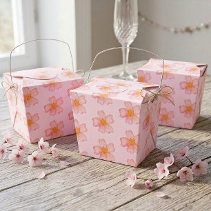 Pink Watercolor Floral Pattern Reddish Blush Favor Boxes