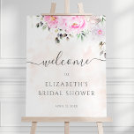 Pink Watercolor Floral Peony Bridal Shower Welcome Foam Board<br><div class="desc">An elegant floral bridal shower welcome sign featuring pink watercolor flowers with modern handwritten calligraphy.</div>