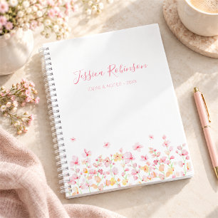 Pink Watercolor Floral Personalized Notebook