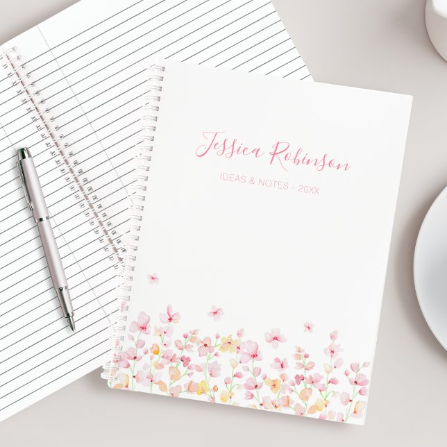 Pink Watercolor Floral Personalized Notebook (Creator Uploaded)