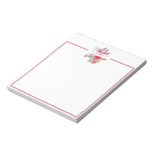 Pink watercolor floral personalized notepad