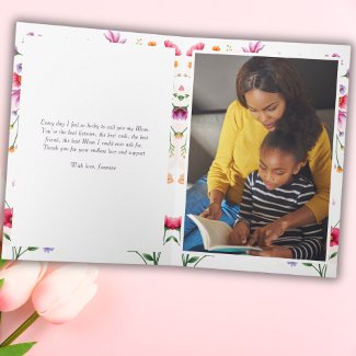 Pink Watercolor Floral Photo Mother's Day