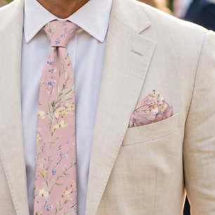Pink Watercolor Floral Pocket Square Bandana
