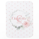 Pink Watercolor Floral Polka Dots Girl Nursery Baby Blanket Pink Watercolor Floral Polka Dots Girl Nursery Baby Blanket