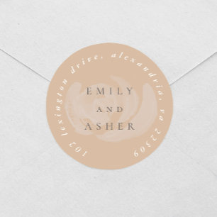 Pink Watercolor Floral Return Address Classic Round Sticker