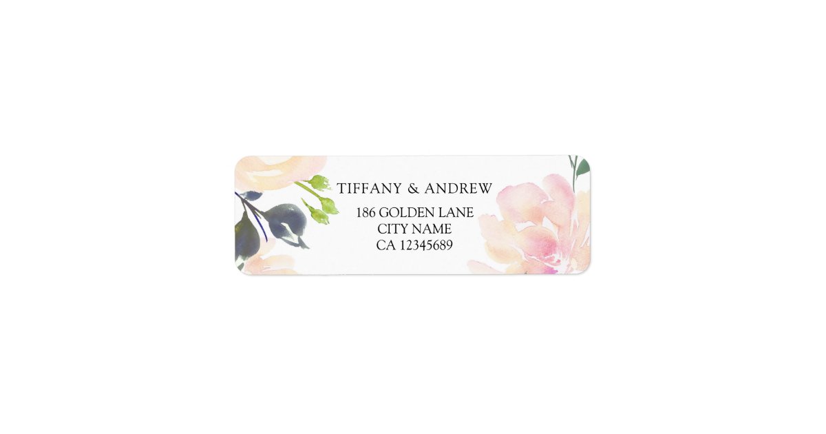 Pink Watercolor Floral Return Address Label | Zazzle