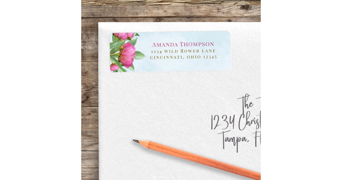 Pink Watercolor Floral Return Address Label | Zazzle