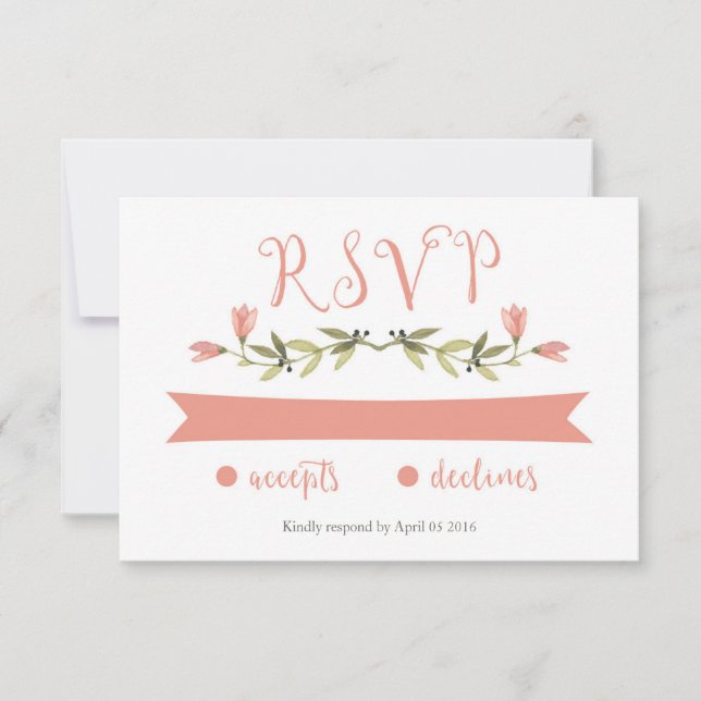 Pink Watercolor Floral RSVP Card (Front)