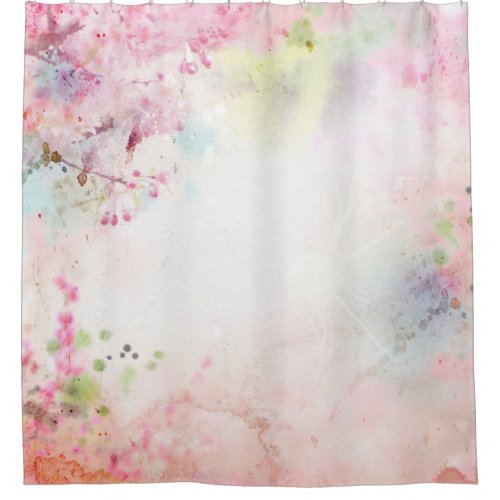 Pink Watercolor Floral Shower Curtain