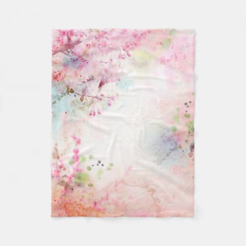 Pink Watercolor Floral Small Fleece Blanket