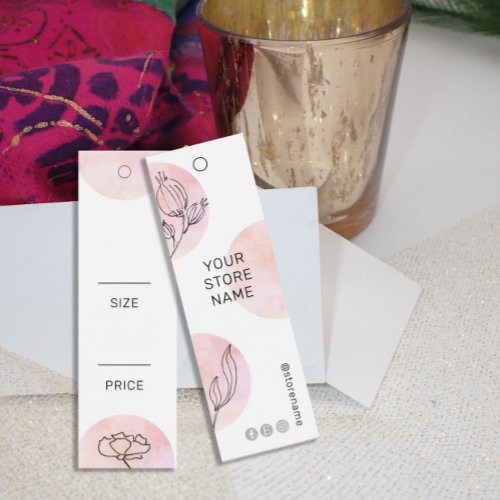 Pink Watercolor Floral Social Media Hang Price Tag