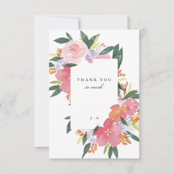 Pink Watercolor Floral Thank You Card by fourwetfeet at Zazzle