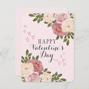 Pink Watercolor Floral Valentine’s Day Holiday Card