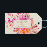 Pink Watercolor Floral Wedding Custom Thank You Gift Tags<br><div class="desc">Pink Watercolor Floral Bouquet Wedding Name Custom Thank You Gift Tags</div>