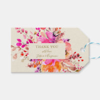 Pink Watercolor Floral Wedding Custom Thank You