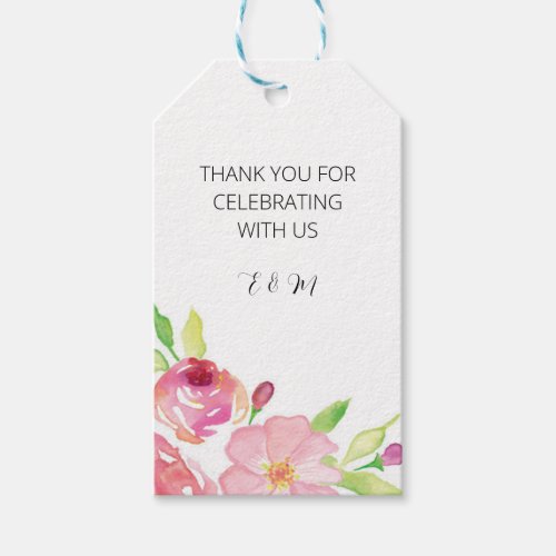 Pink Watercolor Floral Wedding Gift Tags