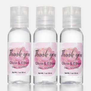 Pink Watercolor Floral Wedding Hand Sanitizer