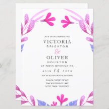 Pink Watercolor Floral Wedding Invitations