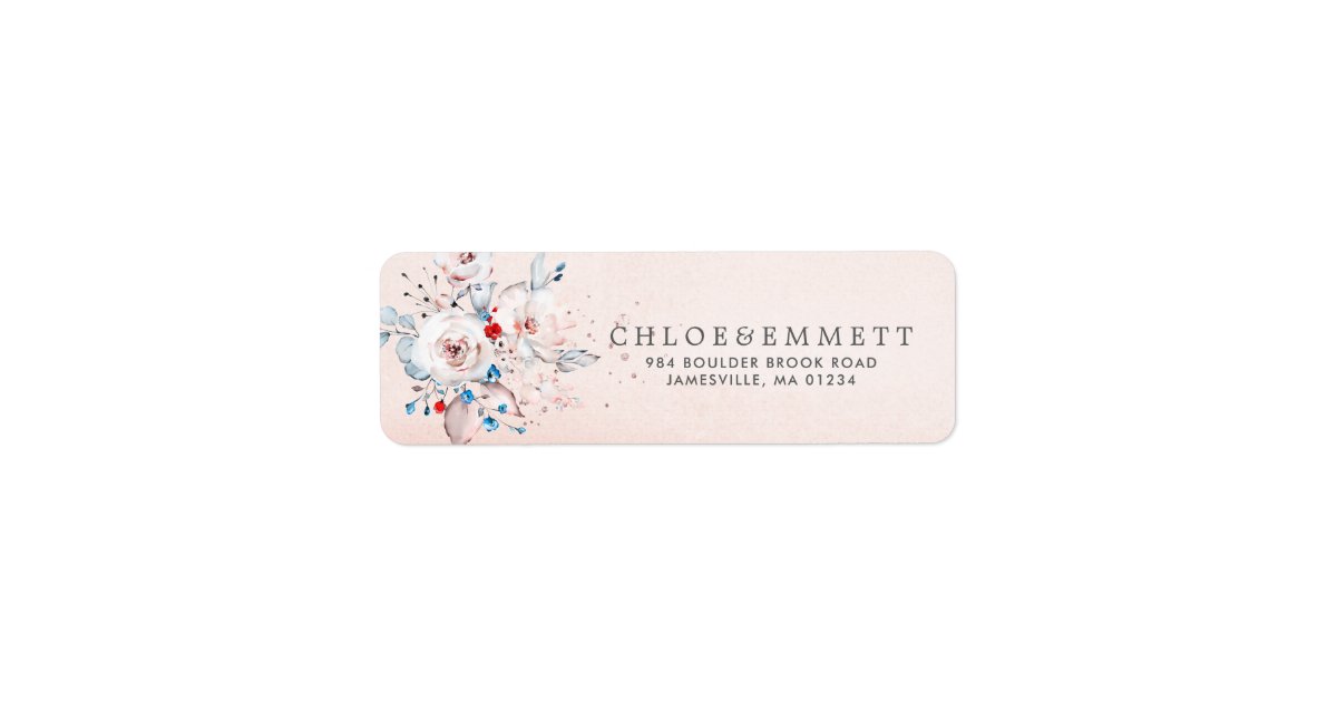 Pink Watercolor Floral Wedding Return Address Label | Zazzle