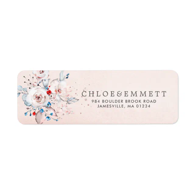 Pink Watercolor Floral Wedding Return Address Label | Zazzle