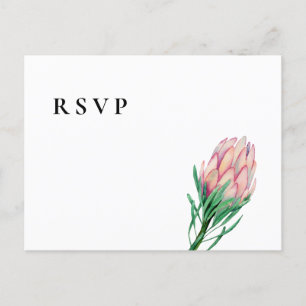 Pink Watercolor Floral Wedding RSVP Meal Options Invitation Postcard