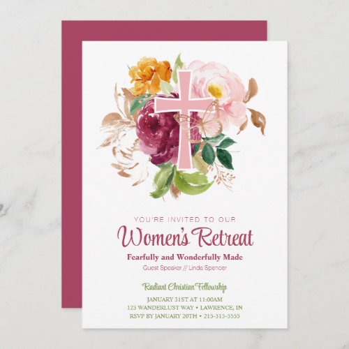 Pink Watercolor Floral Womens Church Retreat Invitation