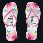 Pink Watercolor Floral Wood Look Rustic Honeymoon Flip Flops<br><div class="desc">Pink Watercolor Floral Wood Look Rustic Honeymoon Flip Flop.</div>