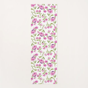 Pink Watercolor Florals Yoga Mat