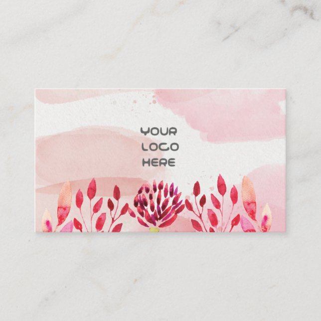 pink watercolor florist Business Card (Front)