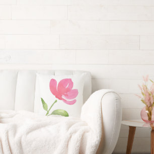 Pink Watercolor Flower 3 Throw Pillow