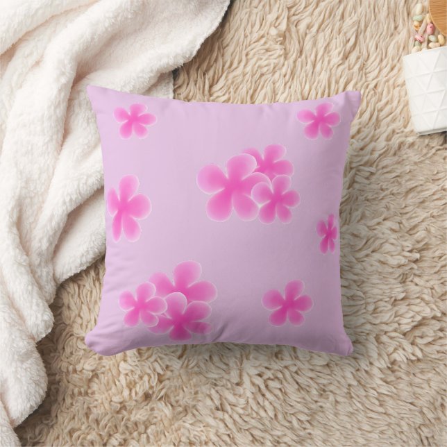 Pink watercolor Flower botanical Floral Throw Pillow (Blanket)