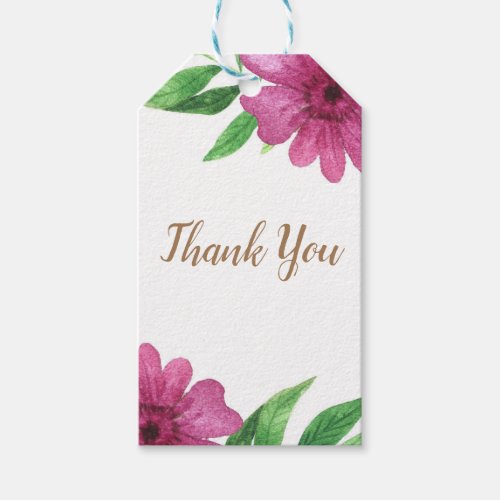 Pink Watercolor Flower Floral Spring Bridal Shower Gift Tags