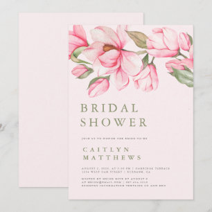 Pink Watercolor Flower Garden Bridal Shower Invitation
