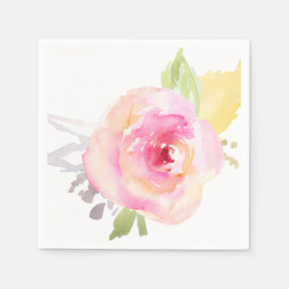 Pink Watercolor Flower Paper Napkins