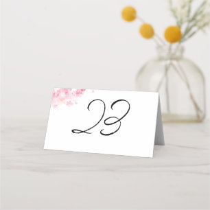 Pink watercolor flower wedding place card