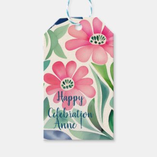 Pink Watercolor Flowers Art 