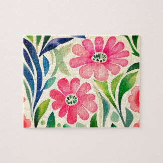 Pink Watercolor Flowers Art 