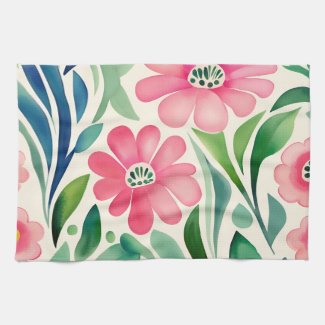 Pink Watercolor Flowers Art 