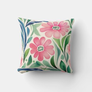 Pink Watercolor Flowers Art 