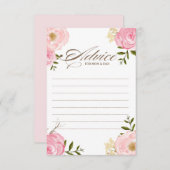 Pink Watercolor Flowers Baby Shower Advice Card II (Front/Back)