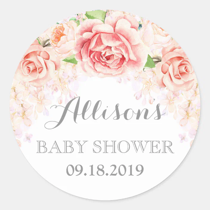 Pink Watercolor Flowers Baby Shower Favor Classic Round Sticker Zazzle Com
