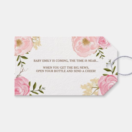 Download Pink Watercolor Flowers Baby Shower Gift Tag | Zazzle.com